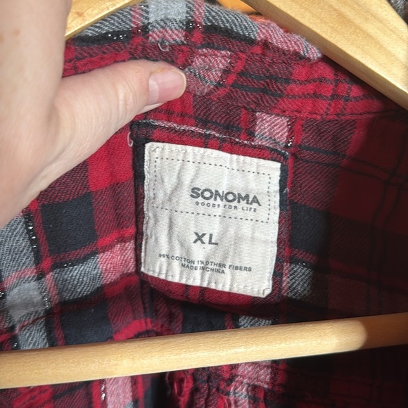 Sonoma Red Black Flannel Pullover Top Size XL - Picture 5 of 7